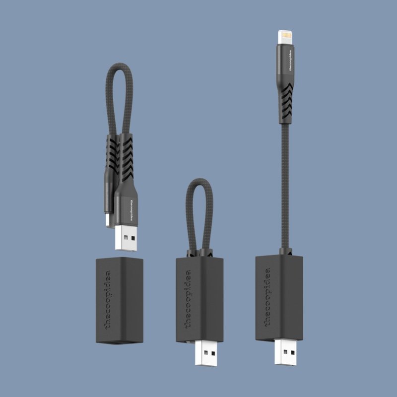 thecoopidea Lightning to USB-A便携版快速充电传输线10cm -黑色 - 充电宝/传输线 - 尼龙 黑色
