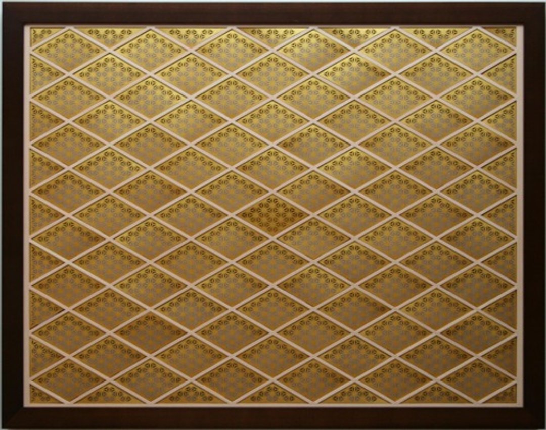Kumiko Art Panel Asanoha komon Gold - 墙贴/壁贴 - 木头 金色