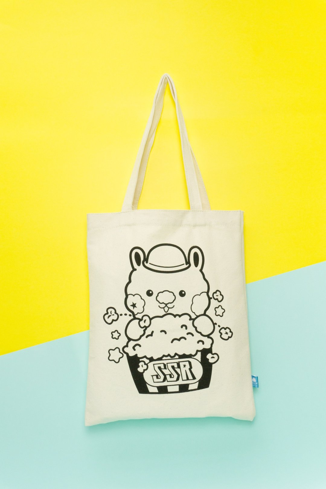 星星兔SingSing Rabbit Popcorn 帆布袋 - 手提包/手提袋 - 棉．麻 卡其色