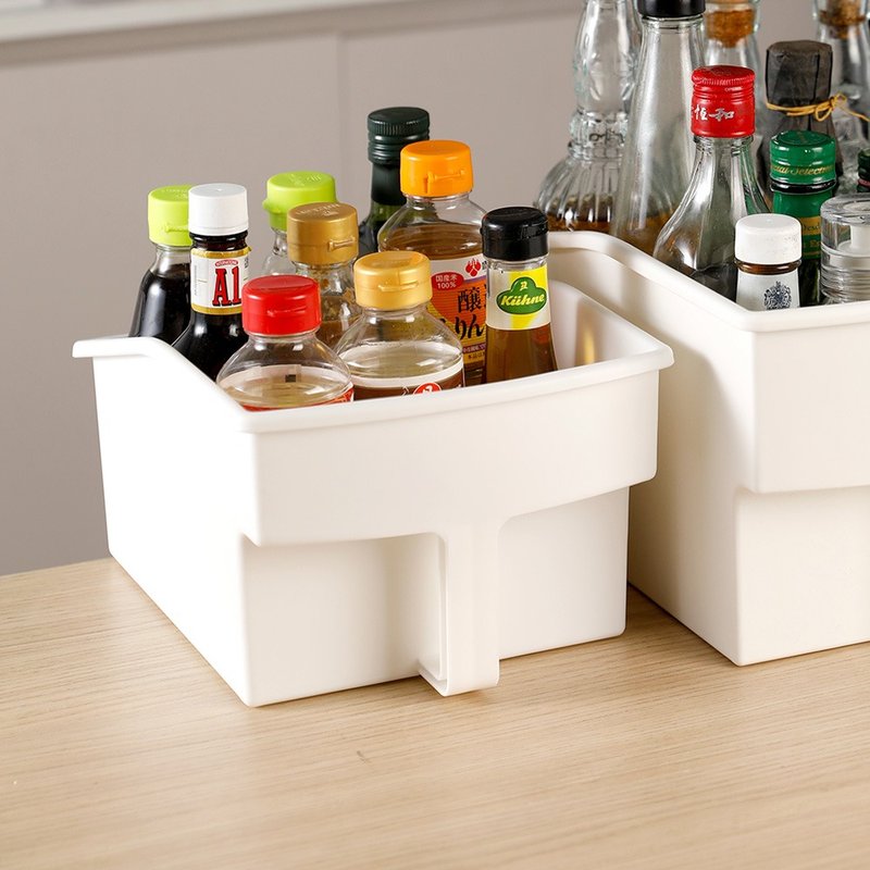 日本霜山 印风高位层架用提把式收纳篮(小款)-3入 - 收纳用品 - 塑料 白色