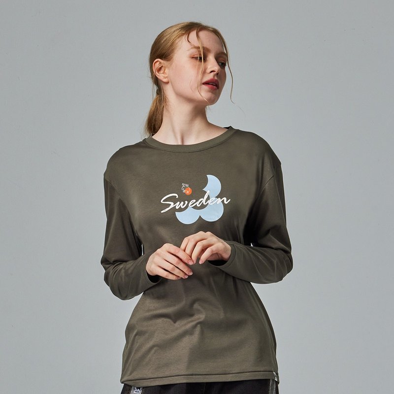 moz瑞典 花语驼鹿冰河棉 100%纯棉 凉感弹力四季T-橄榄绿(亚洲版) - 女装上衣 - 棉．麻 绿色