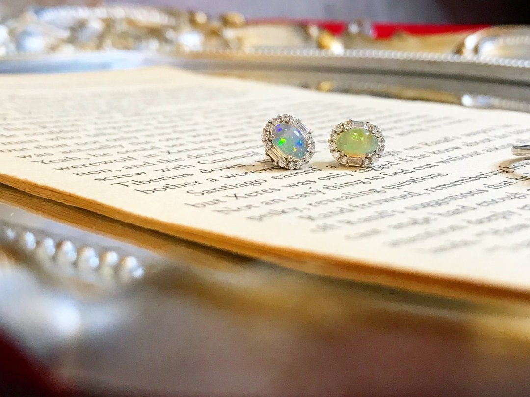 opal 欧泊耳钉 - 耳环/耳夹 - 纯银 多色
