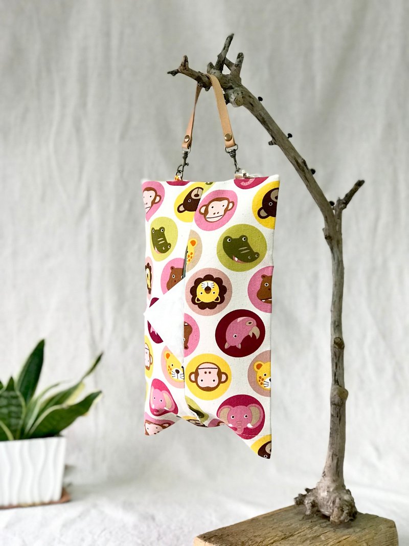 可爱动物头像面纸套/车用面纸套 - 纸巾盒 - 棉．麻 多色