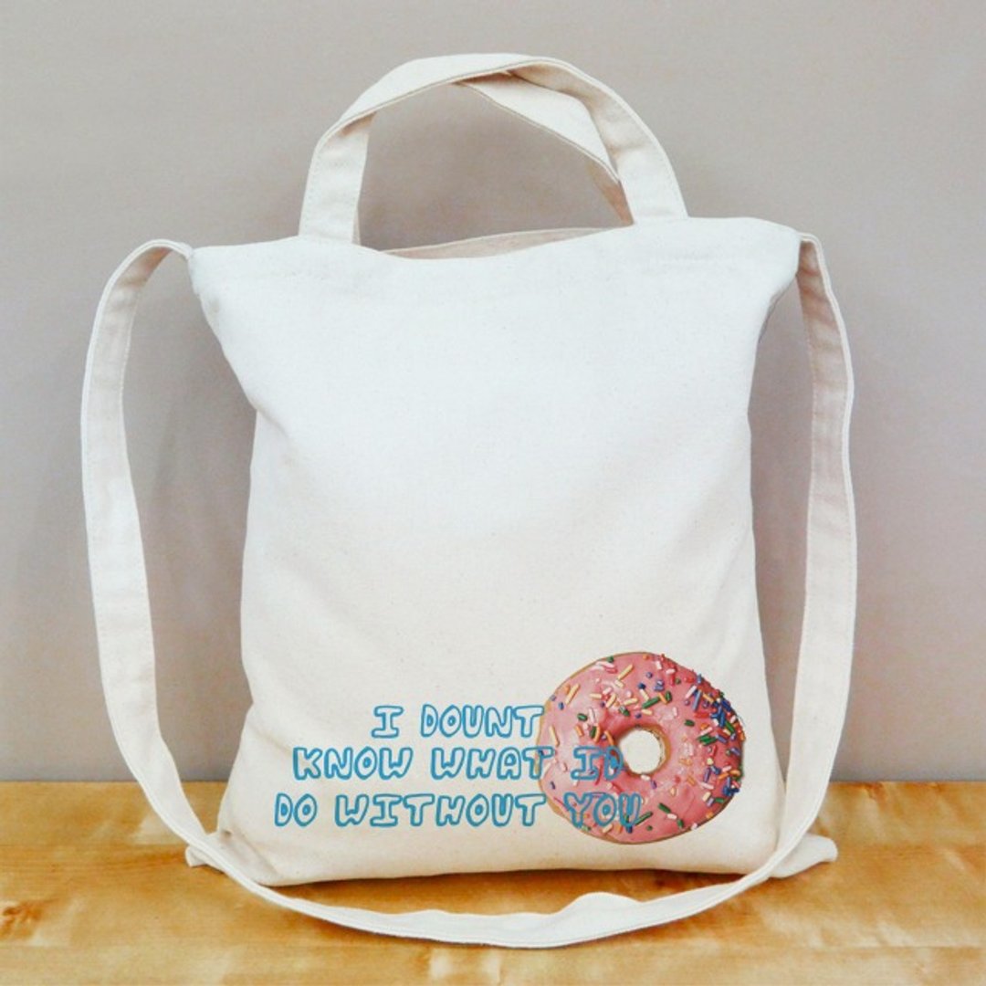 【定制化礼物】【情人节 礼物】I Donut know 直式帆布包 - 手拿包 - 棉．麻 