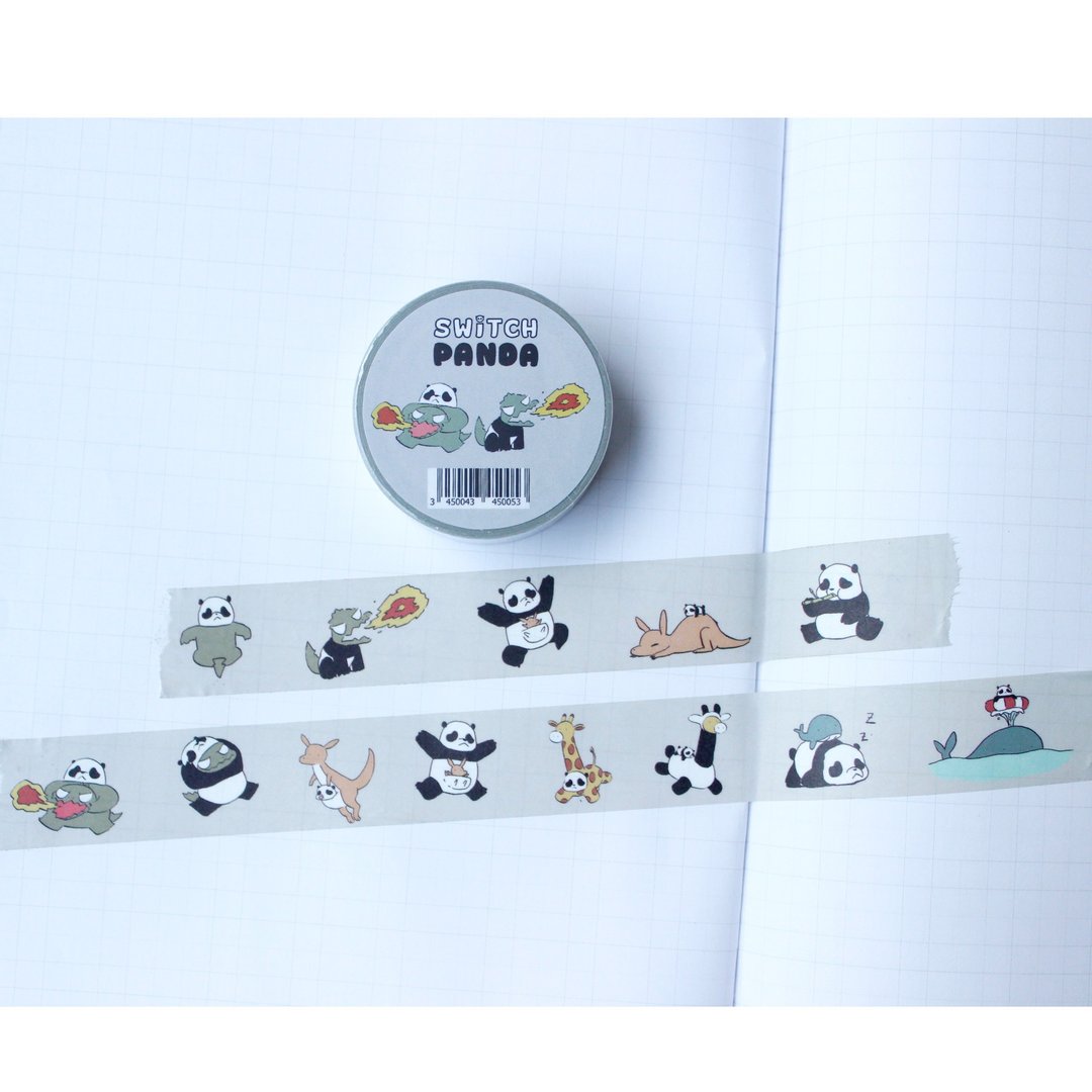 Masking Tape : Switch panda Gray - 贴纸 - 纸 多色