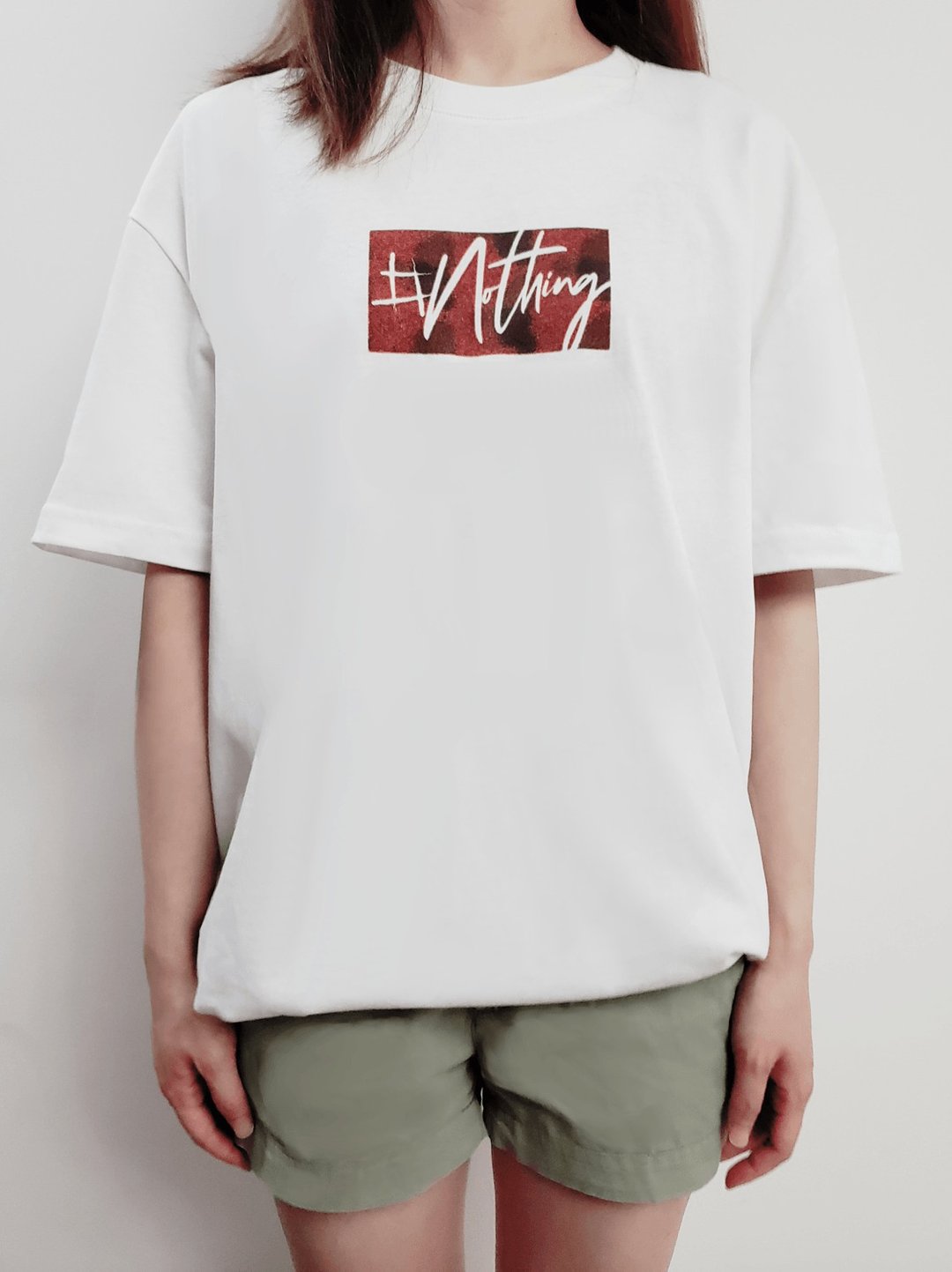 原創 #Nothing系列 Oversize落肩T-shirt - 女装 T 恤 - 棉 白色