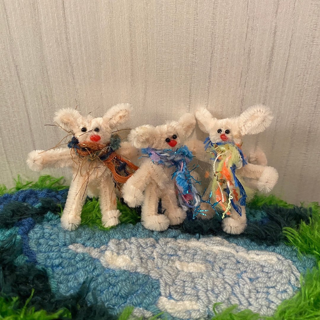 三只小精灵5cm-毛根扭扭棒手作/脏萌流浪动物园/モールアート - 玩偶/公仔 - 其他人造纤维 白色