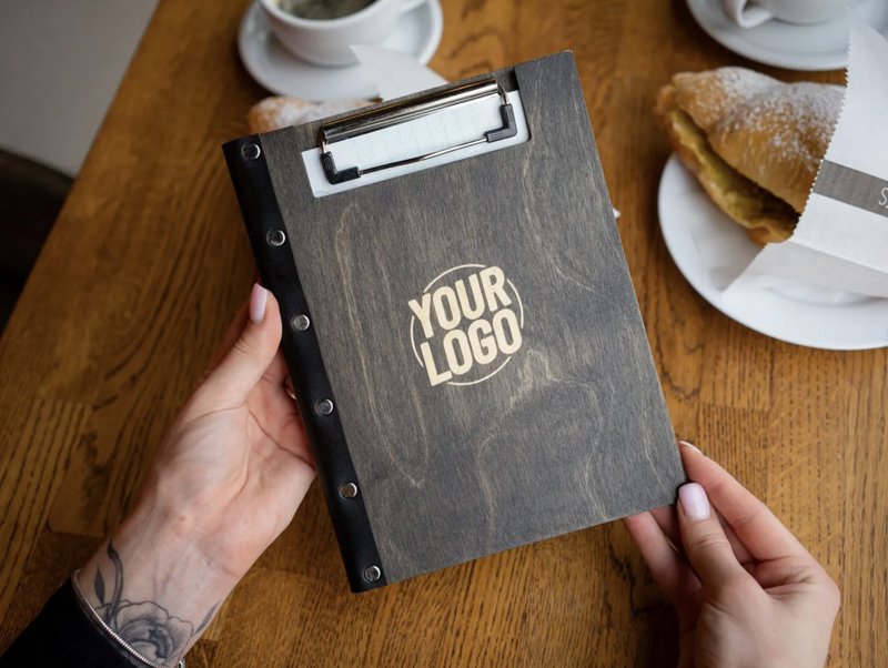 带有可自订选项的雕刻木制菜单资料夹，个性化木制菜单 - 其他 - 木头 多色