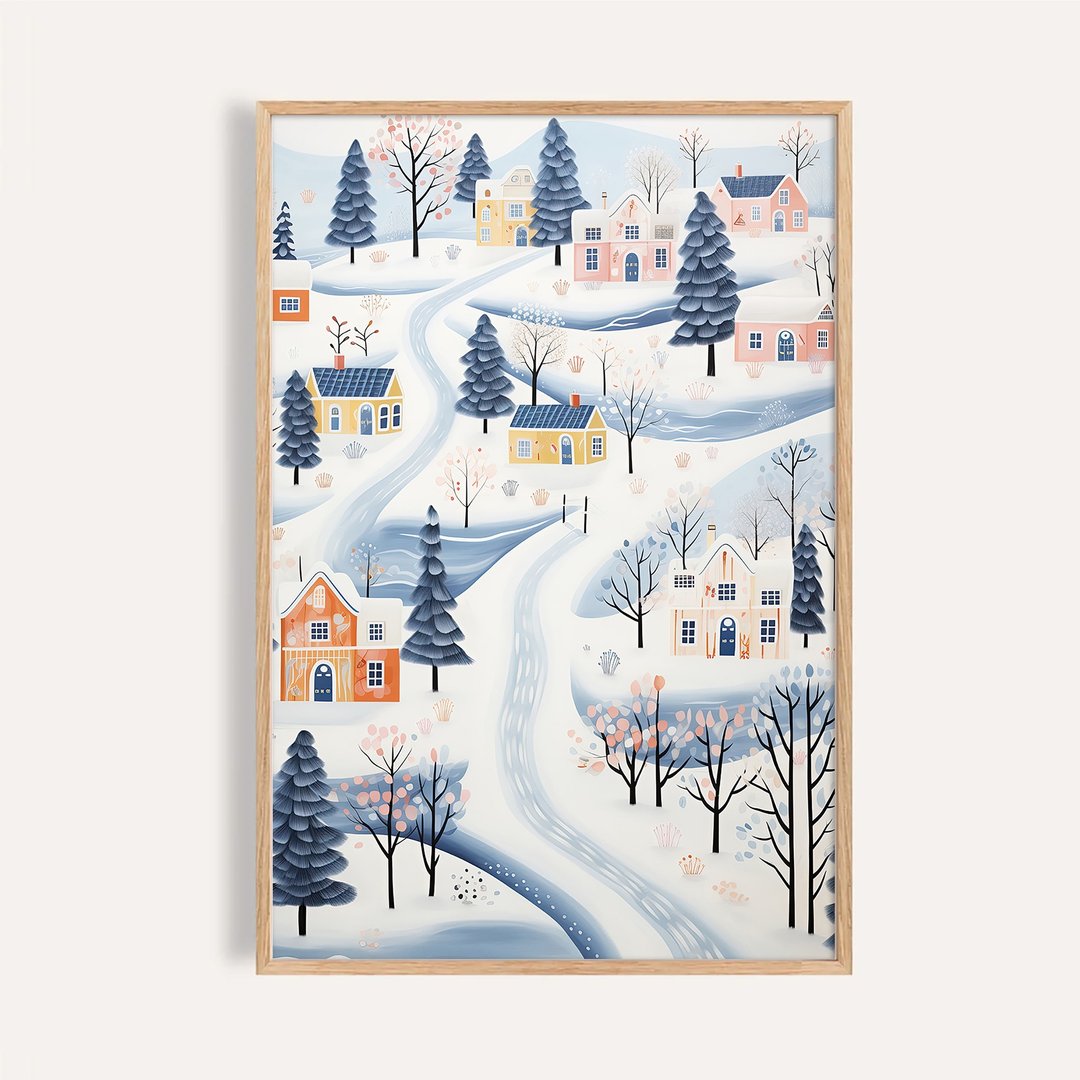 耶诞小镇风格 / 雪径暖光小镇 圣诞挂画 海报 无框画 - 海报/装饰画/版画 - 纸 