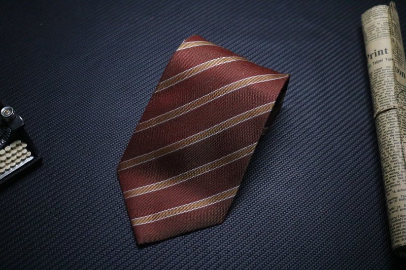 橘色条纹领带真丝英伦商务正装necktie - 领带/领带夹 - 丝．绢 橘色