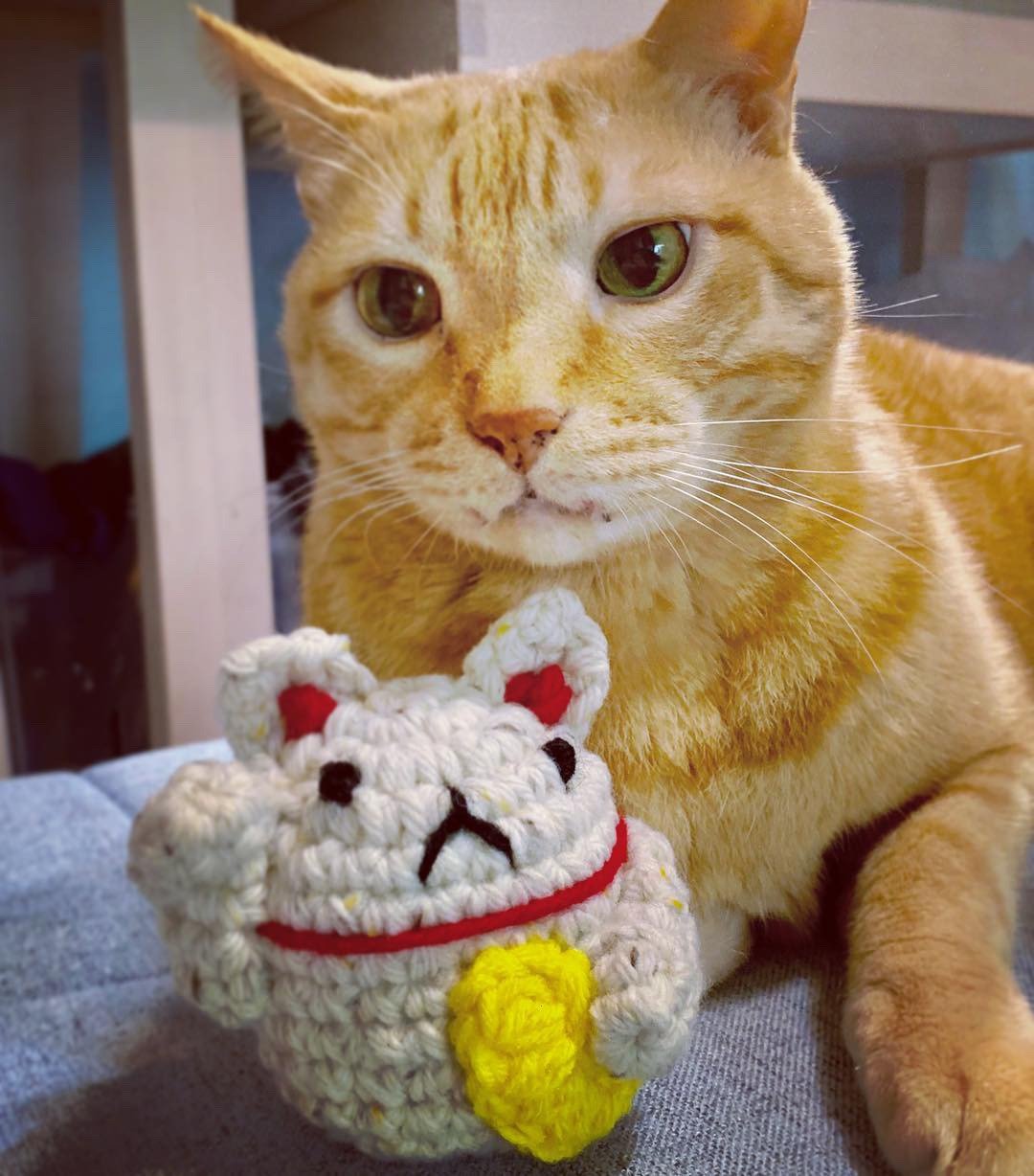 手工编织 钩织 招财猫 猫咪 猫星人 猫公仔 毛冷 玩偶 共3色 - 玩偶/公仔 - 棉 多色