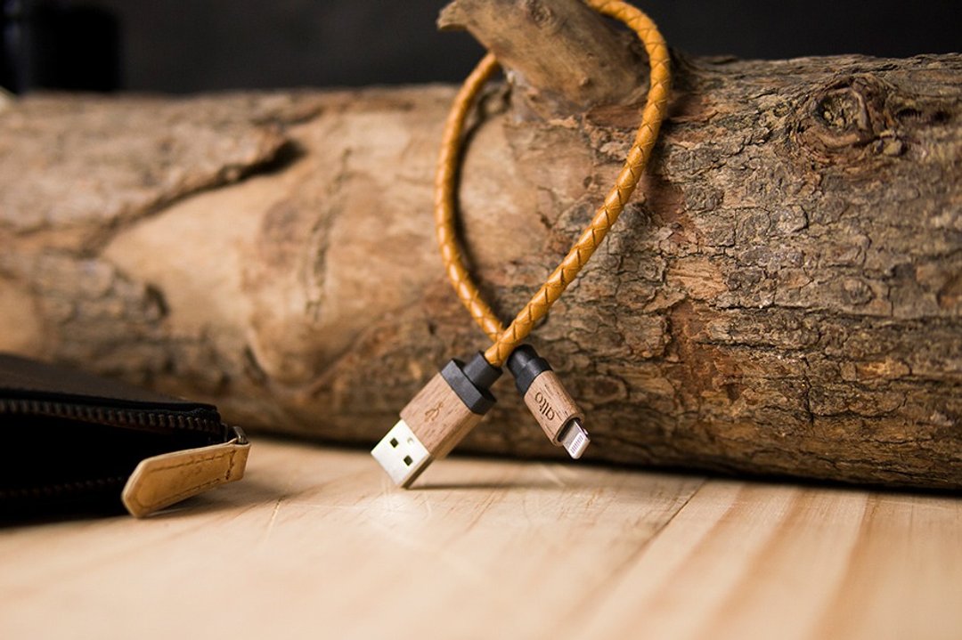 【最佳礼品】alto Braided Lightning 皮革编织 Cable - 焦糖棕/胡桃木 [不可定制雷雕文字] Apple MFI 认证 iPhone iPad 充电线 传输线 - 充电宝/传输线 - 真皮 橘色