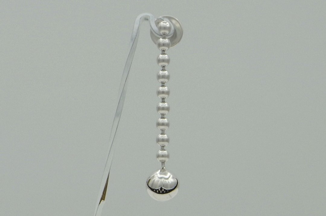 Cheshire Cat smile ball chain Pierce_1 (s_m-O.60) 貓 穿孔耳环 sterling silver earring - 耳环/耳夹 - 其他金属 银色