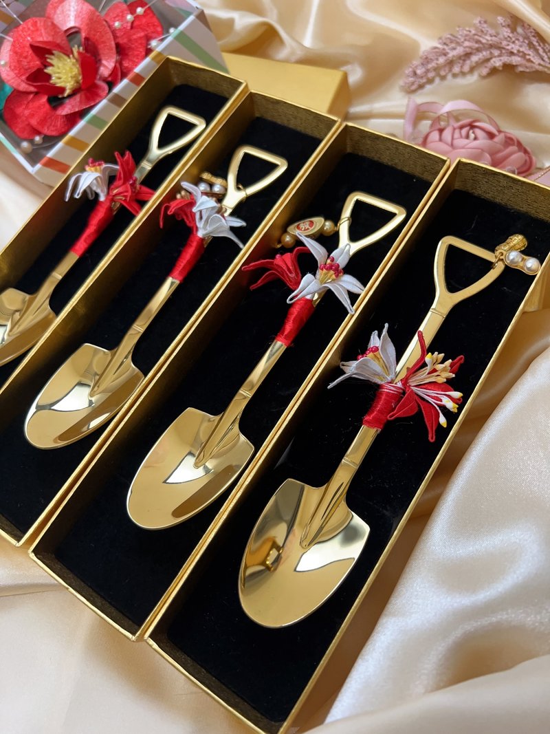 【开运好礼】手工缠花艺术 金铲子 铲钱 结婚礼物 入厝礼 求子 财 - 平安符/符袋 - 其他材质 红色