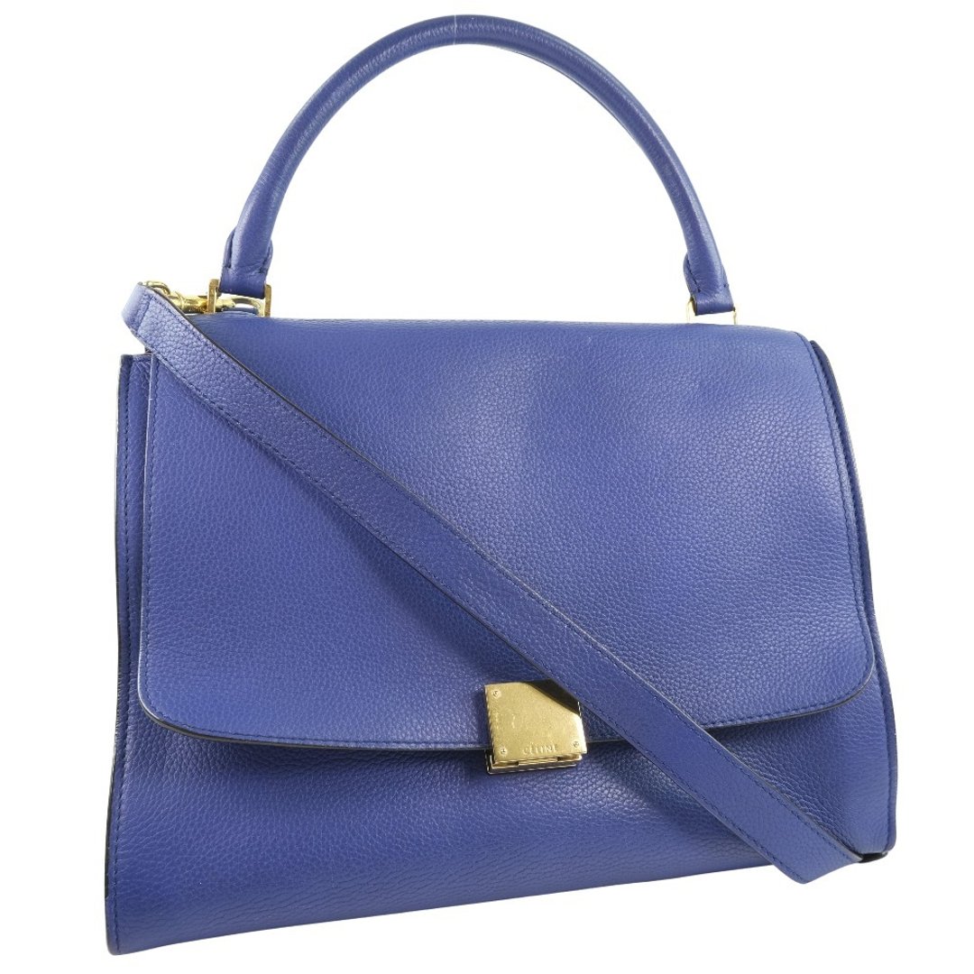 【日本直送】【CELINE】赛琳 Trapeze 2WAY 肩背包 小牛皮 蓝色 女性 手提包【二手】 - 手提包/手提袋 - 真皮 蓝色