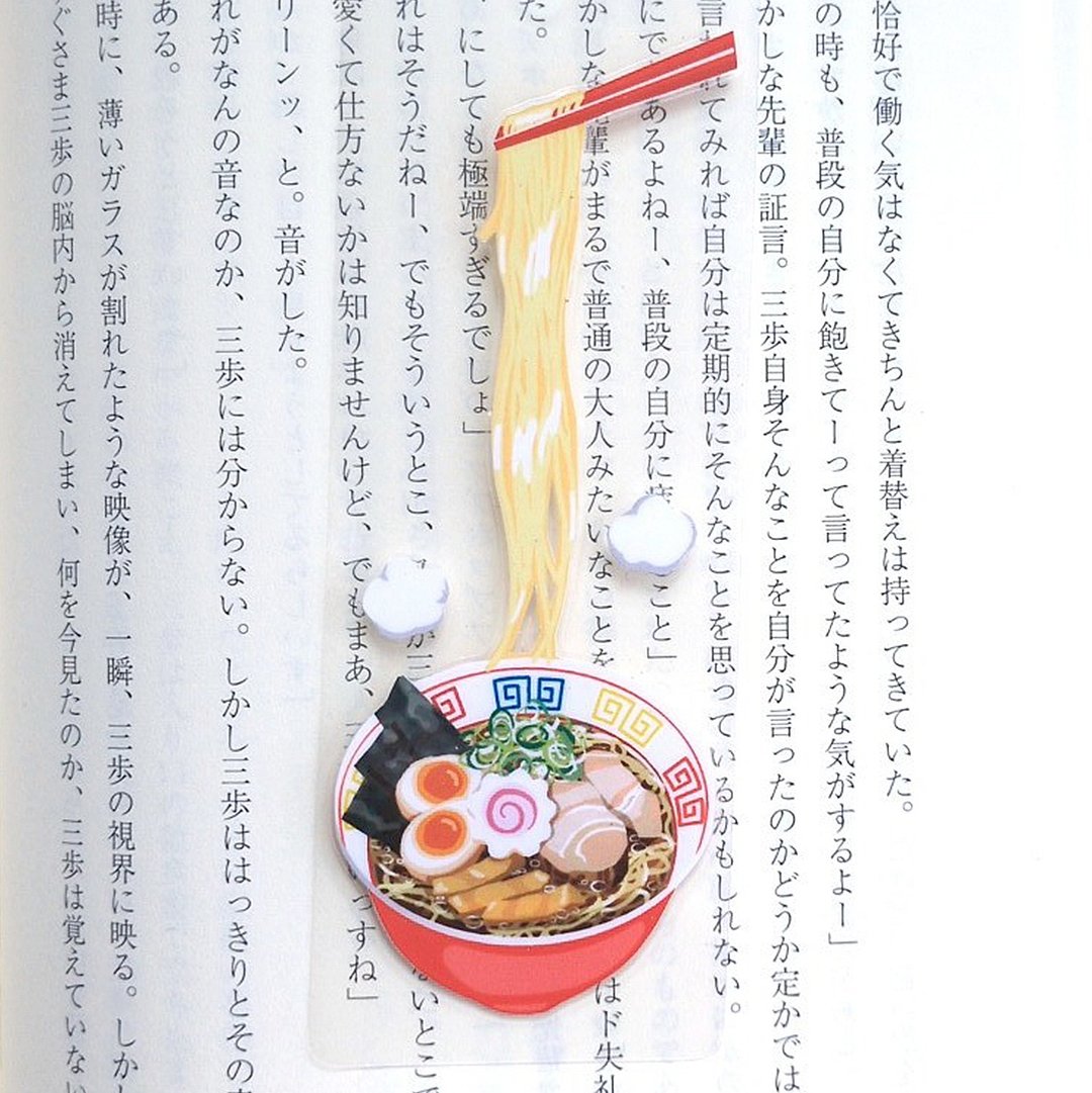 可爱・双面插画・阅读伴侣・雾面加工书签 // 拉面 - 书签 - 纸 红色