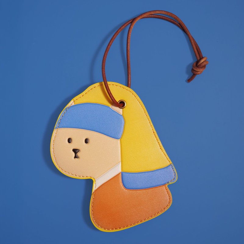 戴珍珠耳环的少女猫皮革行李牌 - 证件套/卡套 - 其他材质 多色