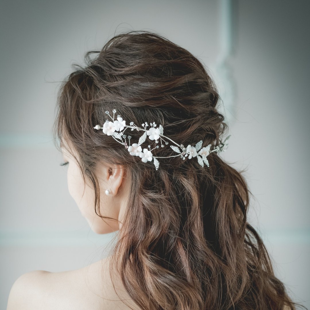 Cloris in Feathery Leave Tiara /新娘头饰/手制饰物/新娘饰物 - 发饰 - 丝．绢 粉红色