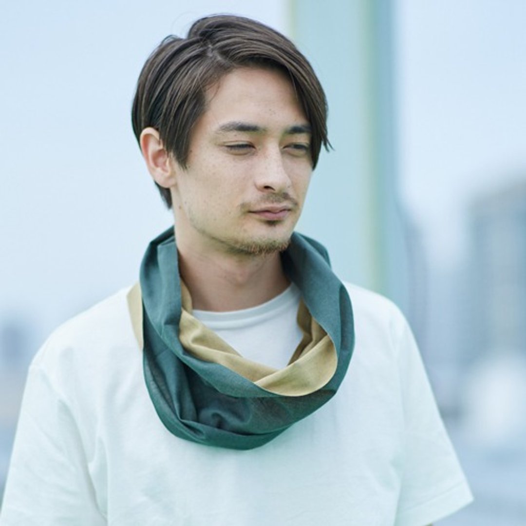 Snood Oo Wow Green x Khaki L size - 丝巾 - 棉 绿色