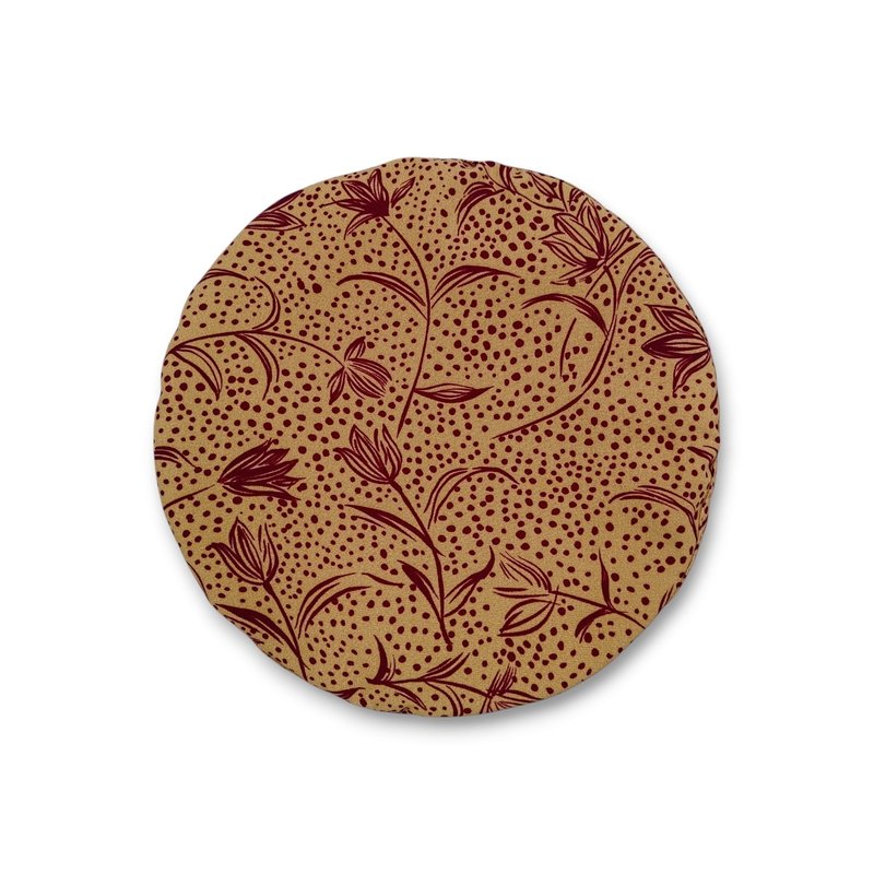 贝雷帽 圆盘帽 花 复古 古着  小牛村 #036 - 帽子 - 棉．麻 咖啡色