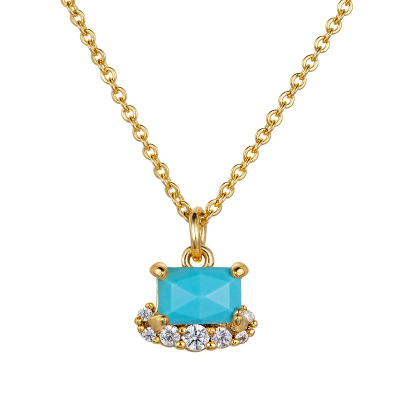 Vera土耳其石项链 长方形宝石 古典玫瑰式切工 精镀14k金 独家设 - 项链 - 半宝石 蓝色