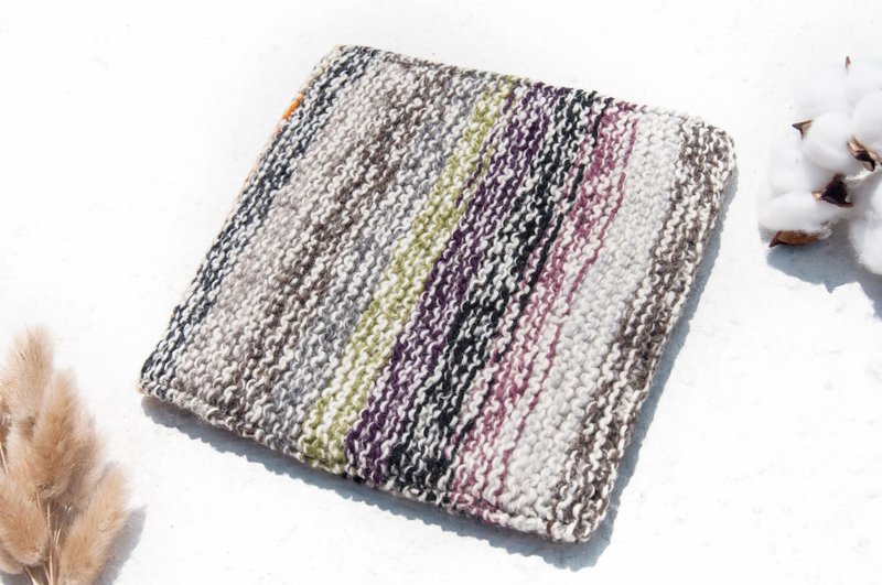 手工针织羊毛围巾/针织围脖/钩织条纹围脖/手工针织围脖-彩虹渐层 - 围巾/披肩 - 羊毛 多色