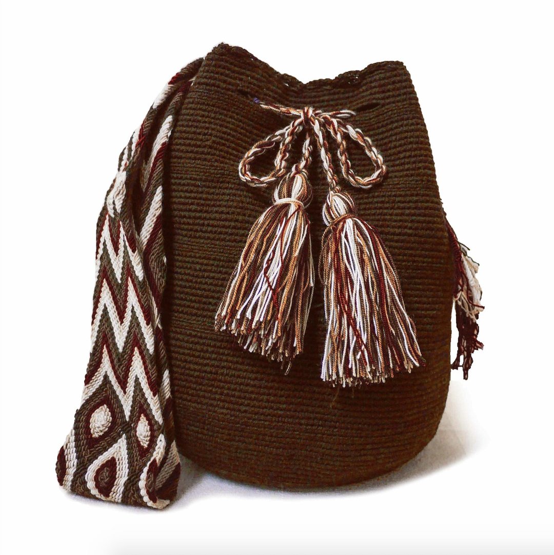 Wayuu Bag 瓦尤包(L)/哥伦比亚纯手工/只有一个-【安地斯森林】 - 侧背包/斜挎包 - 棉 咖啡色