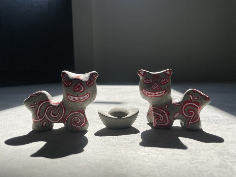 水泥制彩绘喜虎 中国风 - 摆饰 - 水泥 灰色