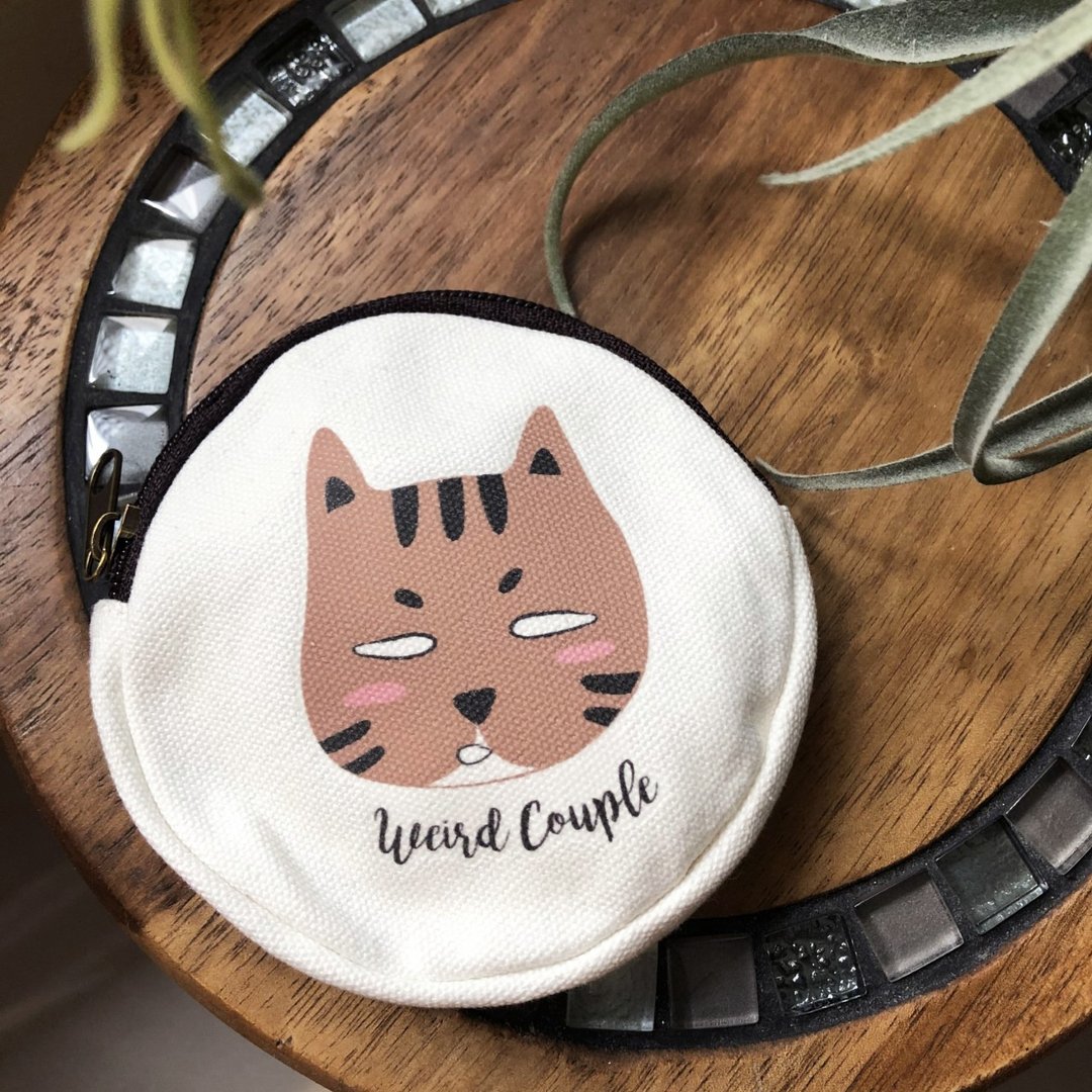 翻白眼啡猫 双面图案零钱包一个 - 零钱包 - 棉 多色