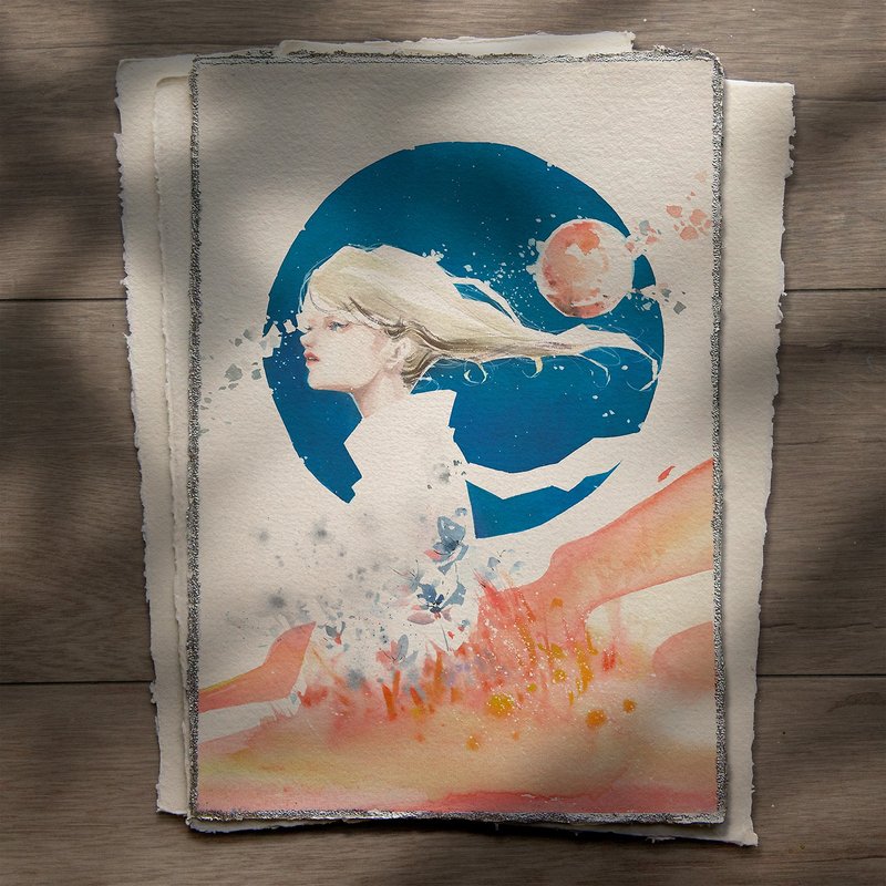 手工精饰艺术微喷 -【蓝月与火星融会之时】 - 海报/装饰画/版画 - 纸 