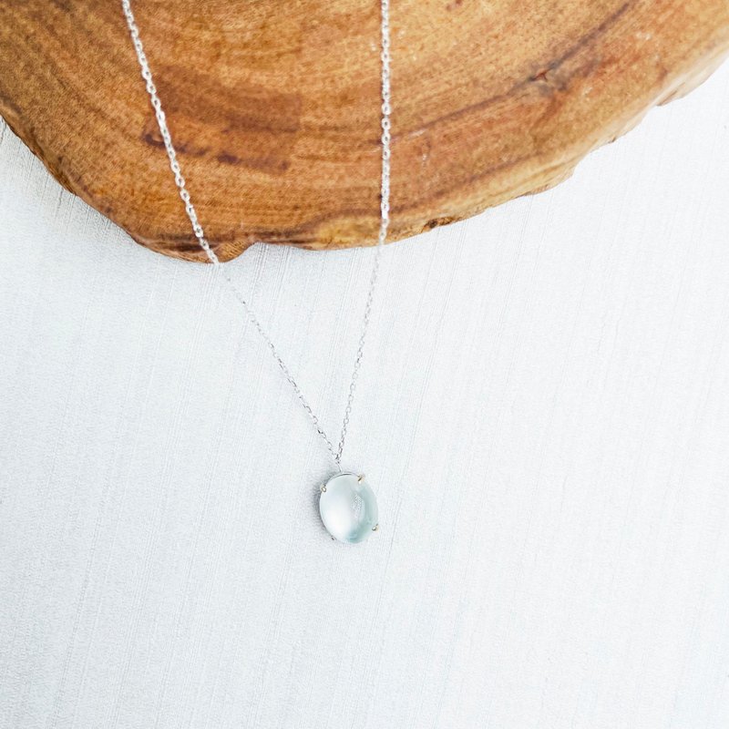 锁骨间奢华  月光猫眼石 白18K金项链 轻珠宝饰品 - 项链 - 宝石 透明