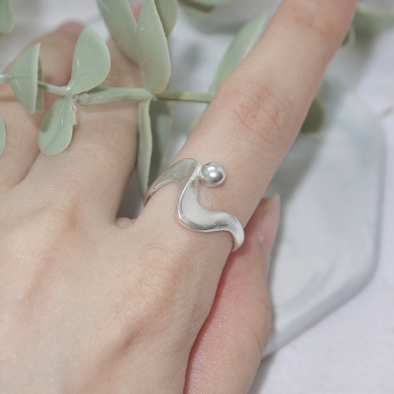 波浪与水珠-纯银戒指 - 戒指 - 纯银 银色