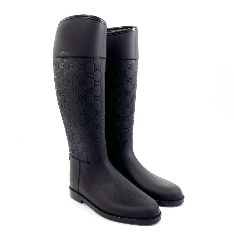 【日本直送 中古美品】Gucci GUCCI 雨靴 GG 长靴 雨鞋 橡胶 黑色 尺寸 36 日本尺寸 23cm - 女款长靴 - 橡胶 黑色