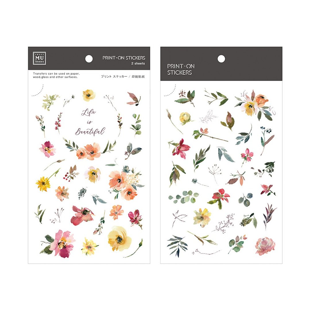 【Print-On Stickers 转印贴纸】no.82.杏黄花香 | 花草系列 - 贴纸 - 纸 灰色