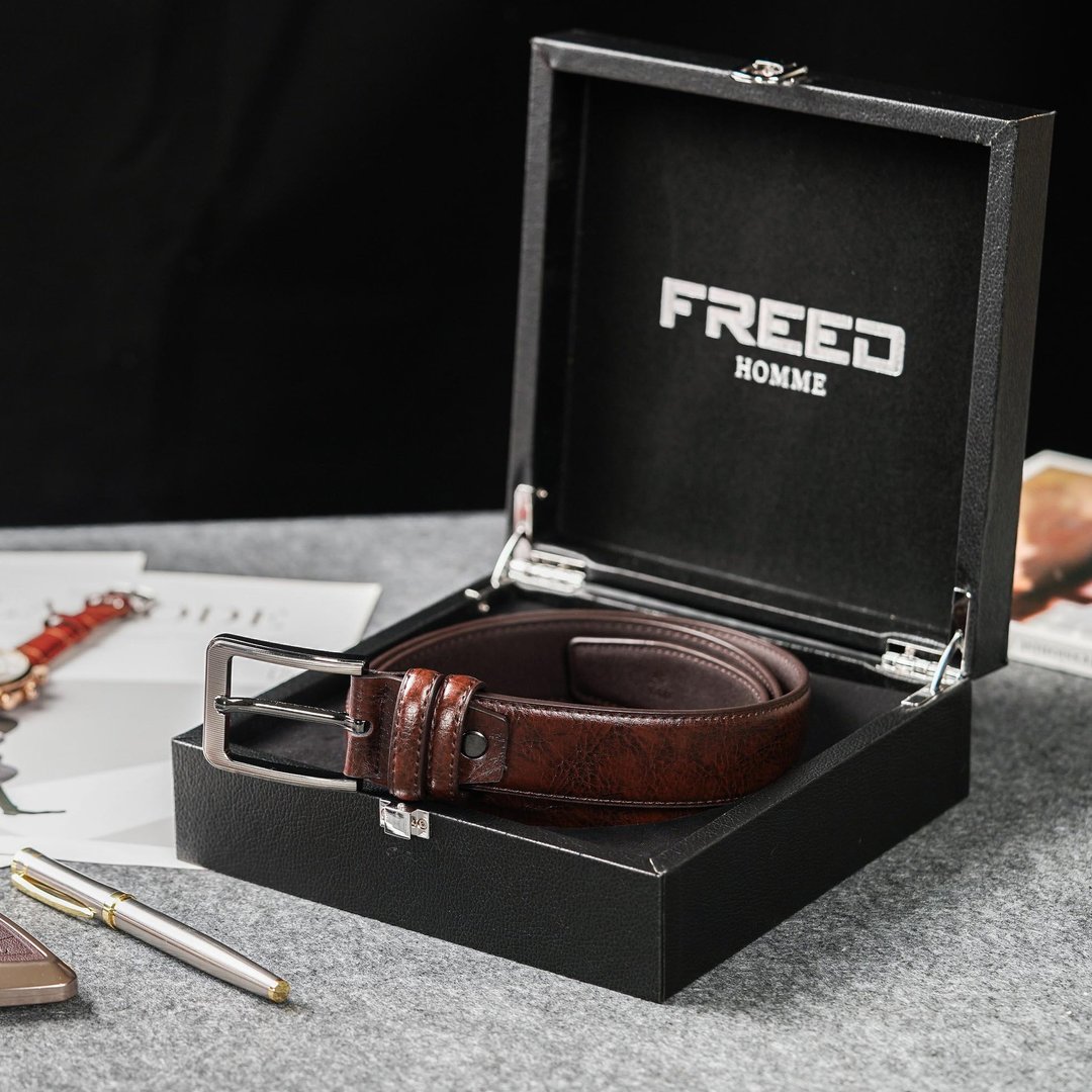 【FREED】金马蹄扣真皮皮带 皮革 送礼推荐 退休礼物 男生礼物 - 皮带/腰带 - 真皮 咖啡色