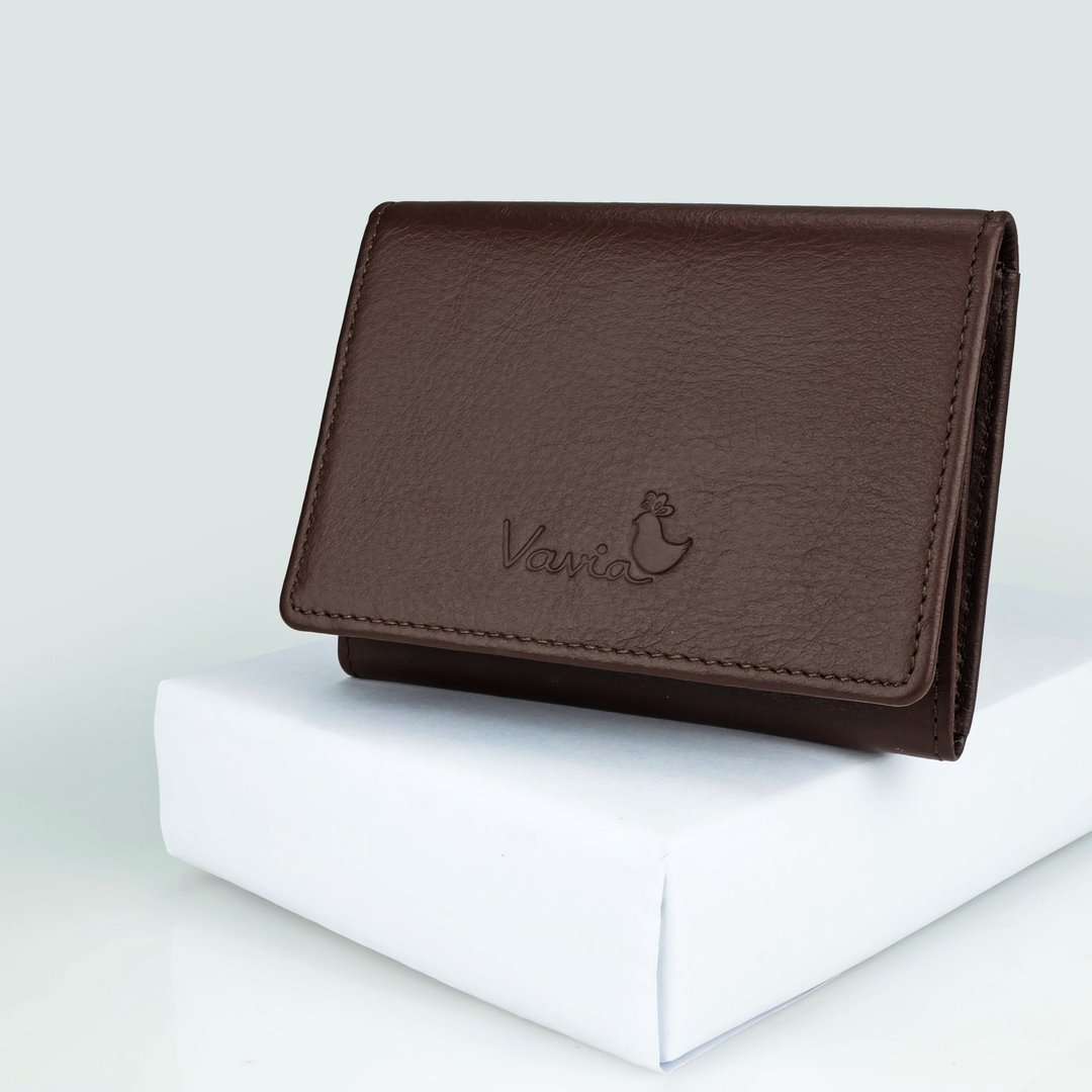 Chocolate: Mini Purse / Cow Leather - 皮夹/钱包 - 真皮 咖啡色
