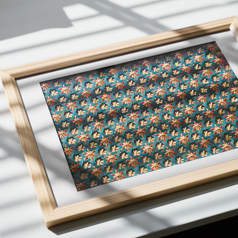 自然编织・实木框手工竹编 挂画 相框 送礼 - 墙贴/壁贴 - 竹 