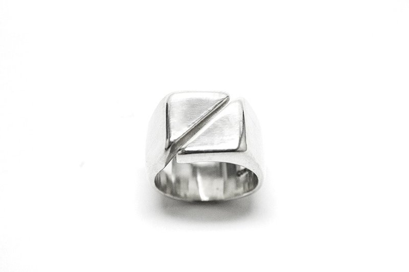 Diagonal open ring 斜线925纯银戒指 - 戒指 - 其他金属 银色