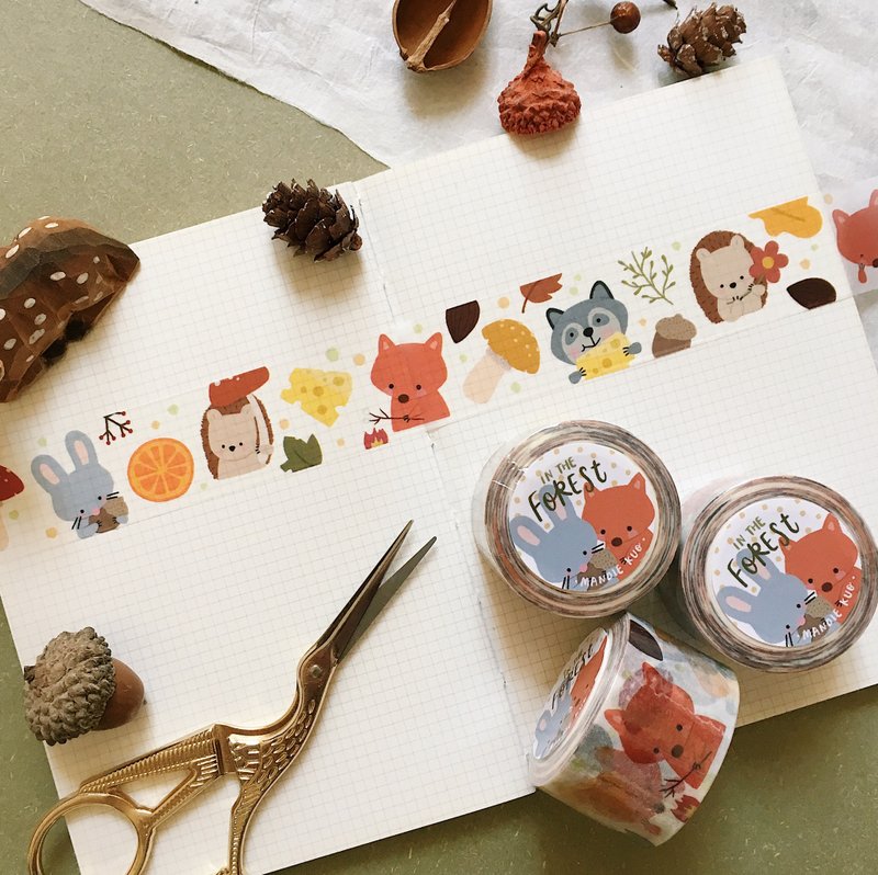小鼠Squeaky宽版森林纸胶带 - 纸胶带 - 纸 橘色