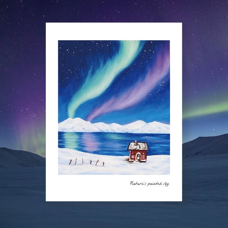 【体验】孵画室│台中画室│零基础绘画│油画棒│极光下的小屋 - 插画/绘画/写字 - 纸 