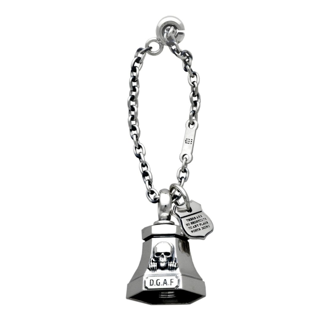 skull bike bell key holder,sterling silver,present for him,made in japan,kc06 - 钥匙链/钥匙包 - 纯银 银色