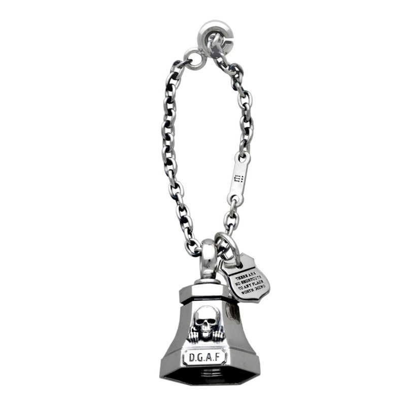 skull bike bell key holder,sterling silver,present for him,made in japan,kc06 - 钥匙链/钥匙包 - 纯银 银色