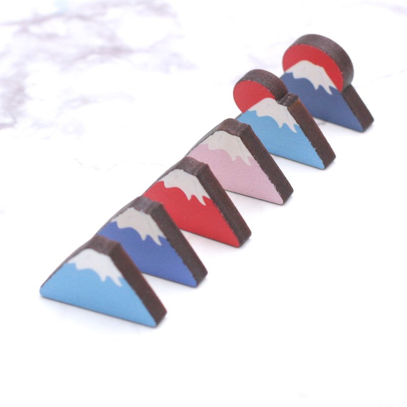 富士山日出系列磁铁 六入装 - 冰箱贴/磁贴 - 木头 