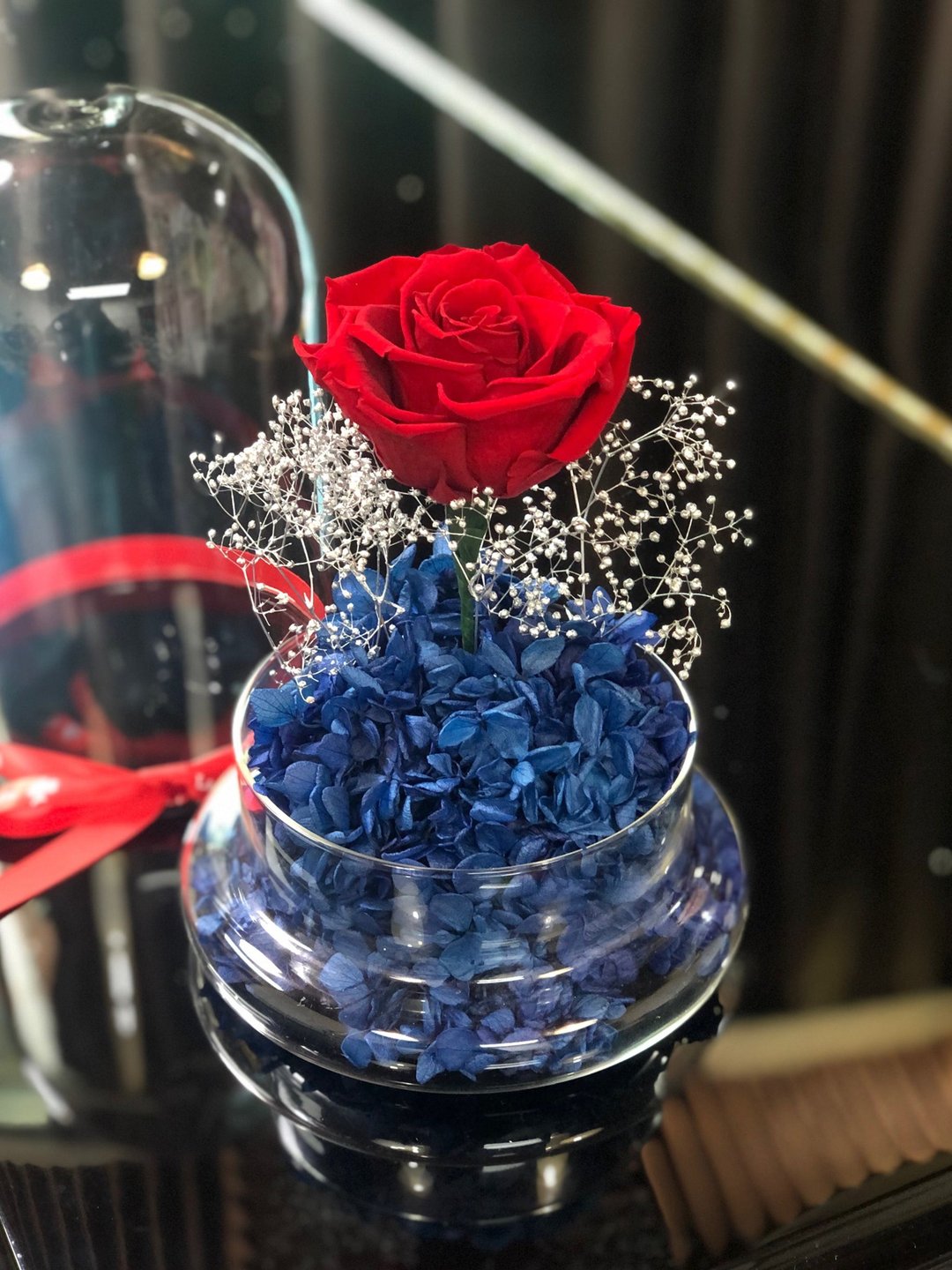 (香港自取) 星空中的玫瑰保鲜花礼 保鲜花瓶 永生花盆 不凋花 - 干燥花/捧花 - 其他材质 蓝色
