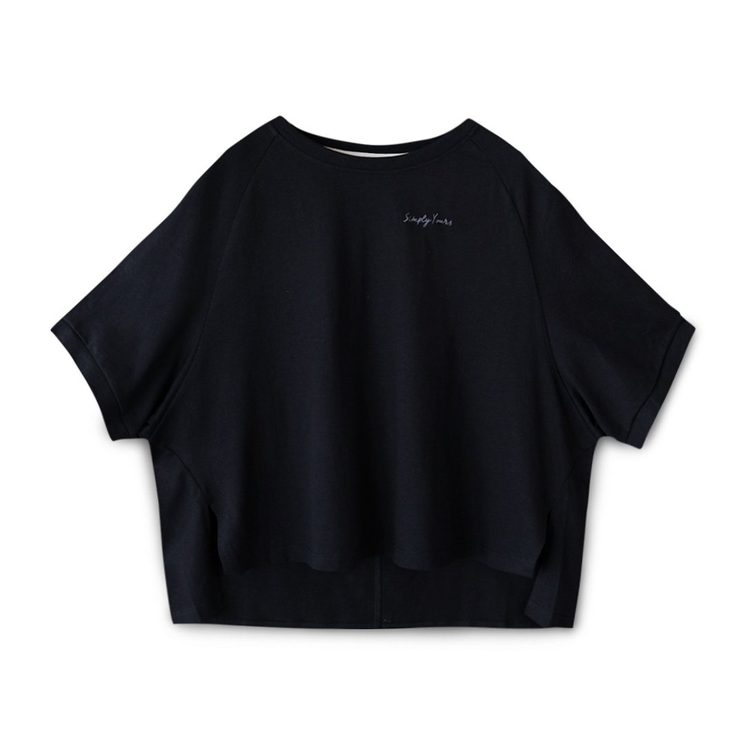 【Simply Yours】刺绣logo针织T 黑F - 女装 T 恤 - 棉 黑色