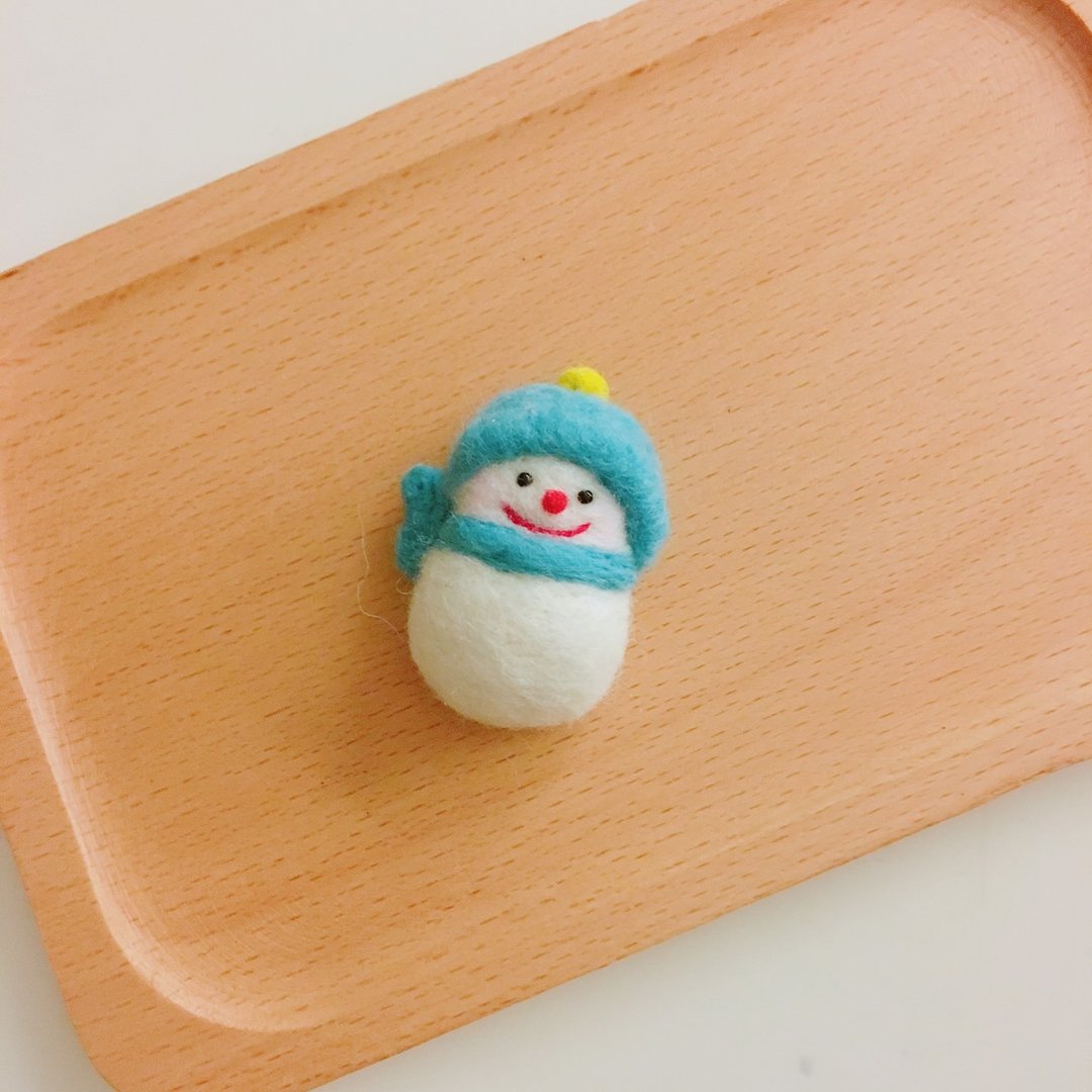 雪人-羊毛毡别针/磁铁 - 胸针 - 羊毛 白色