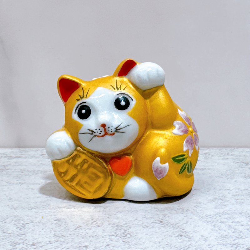 【云樱纳财】日本九谷烧招财猫 | 云金桜盛招财猫 - 摆饰 - 瓷 橘色