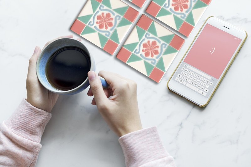 台湾花砖---秋菊高洁(杯垫、壁画、磁砖) 新发表 - 杯垫 - 瓷 蓝色