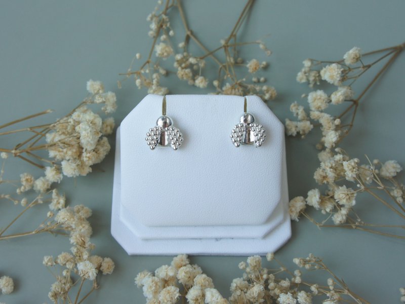 瓢虫 Ladybug 925纯银 耳环 | 耳针 - 耳环/耳夹 - 纯银 银色