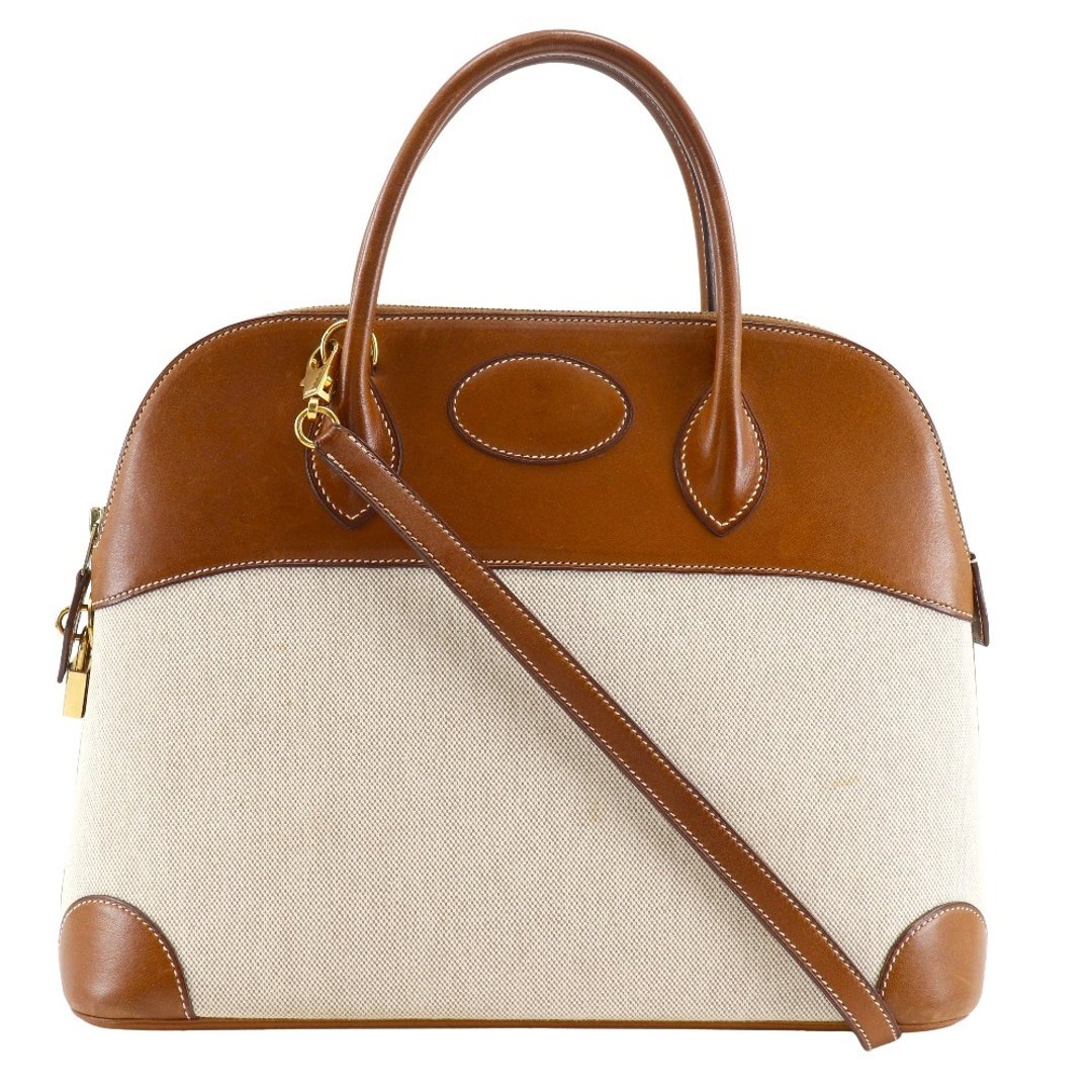 【日本直送】爱马仕 HERMES Bolide 35 手提包 2WAY 肩背包 帆布 焦糖茶色 женские【二手】 - 手提包/手提袋 - 棉 咖啡色